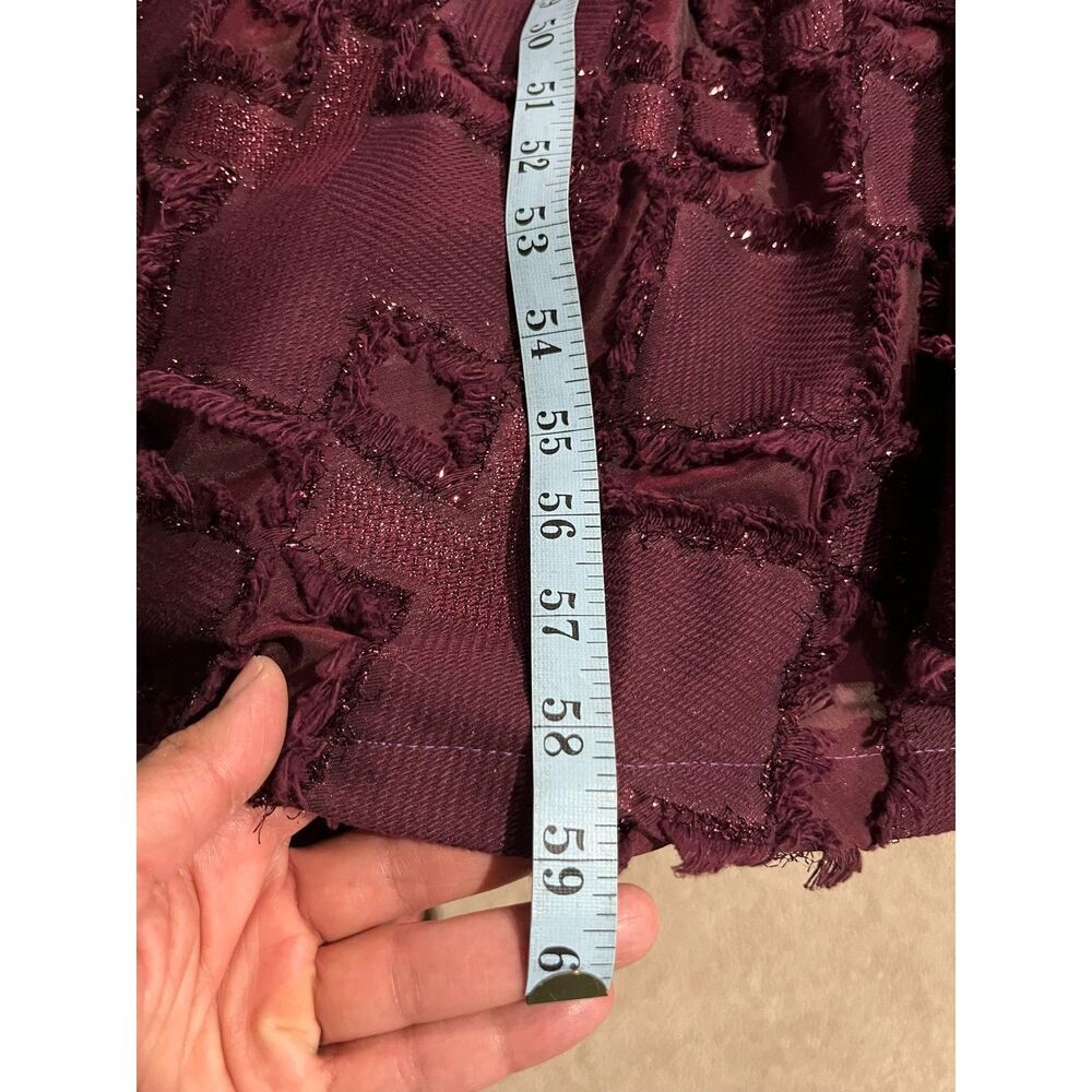 Badgley Mischka Burgandy Fairytale Dress with Velvet Belt Hidden Pockets - Picture 10 of 11